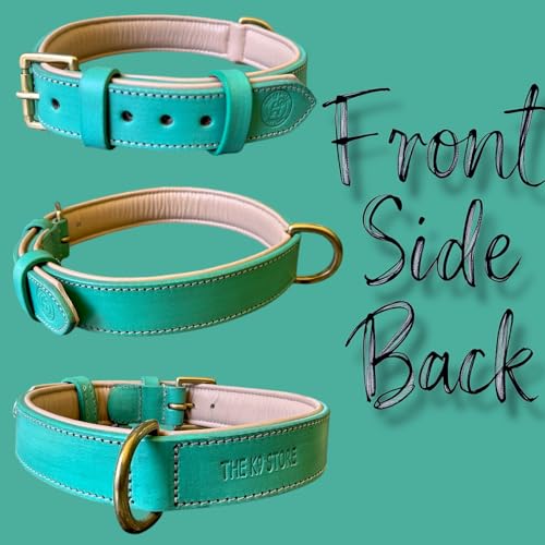 Image of High Graded Premium Leather Dog Collar- Dog Collar for Large Dogs (Green, Size Neck - X Large (22.5-26.5 Inch))