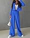 KIRUNDO Womens Suits for Work Professional Spring Fall Two Piece Crop Blazer and Pants Set Matching Set Fashion Clothing (Blue, Medium)