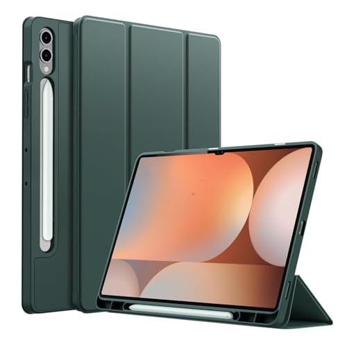 Image of TechTrendz Smart Trifold Flip Case for Samsung Galaxy Tab S11 Ultra 14.6 inch[SM-X930, SM-X936B] Support S Pen Magnetic Attachment Shockproof Stand Flip Cover Compatible for S11 Ultra (Mountain Green)