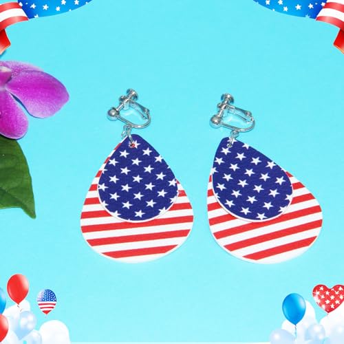 Aretes clip on bandera americana para mujer miniatura 5