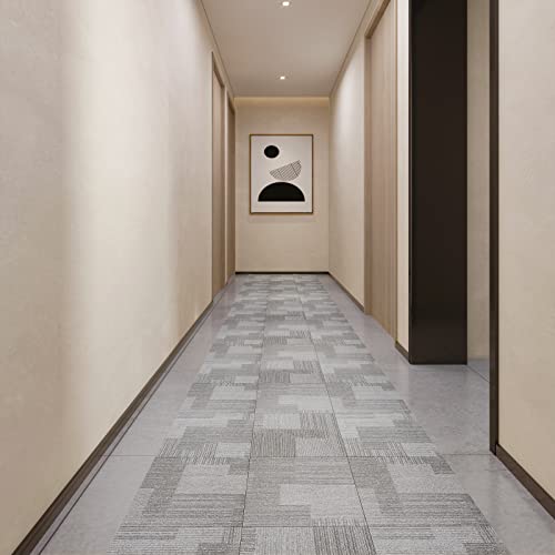 Chichome Faux Carpet Peel And Stick Floor Tile 12X12 Inch Self Adhesive Removable Vinyl Flooring Tiles Waterproof Grey Floor Tile Stickers For Bathroom Kitchen Bedroom Living Room #TOP6