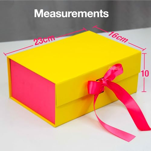 Image of RBS - Foldable Gift Box (23 X 16 X 10Cm) Decorative Gift Boxes for Packaging Empty Gift Packing Box Reusable Gift hamper Boxes for Gifting Multipurpose Gift Box for Birthday Gifting (Yellow Blush)