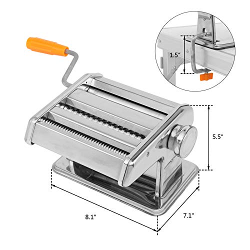 Kcelarec Pasta Maker Machine,Manual Hand Press,Adjustable Thickness Settings,Noodles Maker With Washable Aluminum Alloy Rollers And Cutter thumb #4