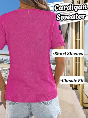 Women 2000S Bow Knit Cardigan Sweaters, Short Sleeve Tie Front Lightweight Crochet Top, Summer Going Out Date Outfits3