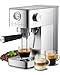 HAUSPROFI Siebträgermaschine, Espressomaschine 15 Bar, Sichtbares Manometer, 1,4L Wassertank, Klein Kaffeemaschine Espresso für Cappuccino, Latte & Macchiato, Silber