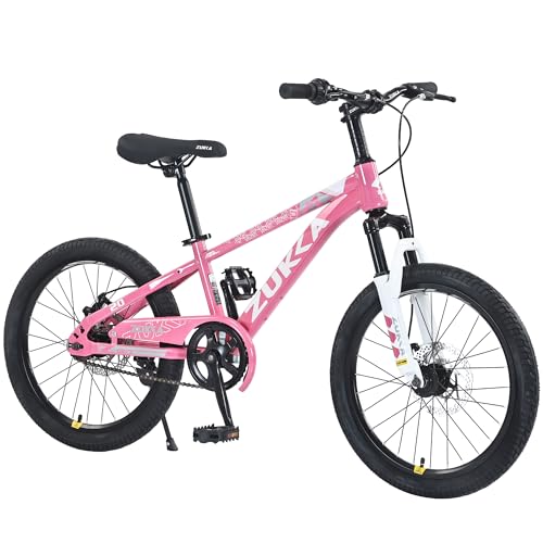 WEEROCK 20 Inch Kids Bike Mountain Bike for Boys Girls, Single Speed Steel Frame Child MTB Bicycle, Disc Brake Cycles for 6-10 Years Old Children, Pink