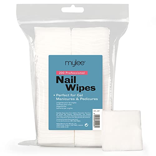 Mylee Pro Nail Wipes Professional Use Gel Removal Soft Pads for Manicure and Pedicure (Pack of 200)