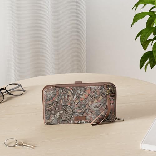 Image of Sakroots Artist Circle Smartphone Crossbody in Coated Canvas, Detachable Wristlet Strap, Sienna Spirit Desert II