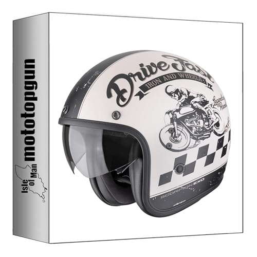 Casque moto jet Scorpion Belfast Evo Drive Fast crème mat noir taille XXL