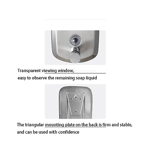 Shower Pump Dispenser Hotel soap Dispenser Wall-Mounted Stainless Steel Public Toilet Bathroom Shower Gel soap Dispenser Press Bottle High Capacity Hotel Bathroom Accessories 5