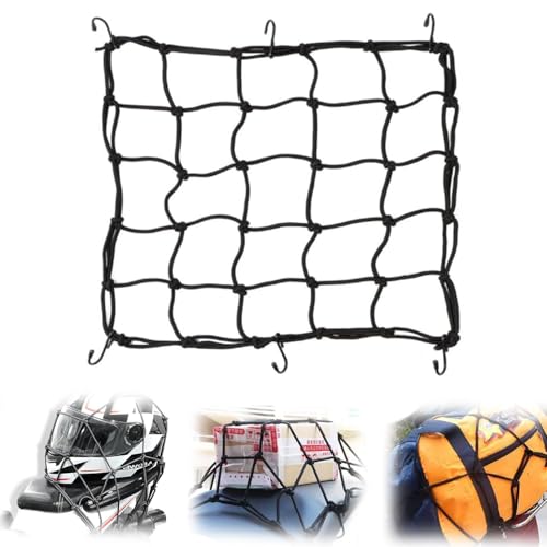 Red Elastica Equipaje Moto, Red de Equipaje Reemplazo para Icletas, Red Elástica Equipajes Red Malla Portaobjetos con 6 Ganchos, Red Elastica Bicicleta, para Anclar los Bártulos de Equipaje, 40 x 40cm