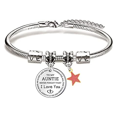 LKJHGF Auntie Bracelet Never Forget That I Love You Aunt Bracelet Bnagle Jewellery Aunt Auntie Gifts from Niece Nephew for Birthday Christmas Cover