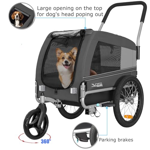 Tiggo VS Pets Medium Hundeanhänger & Buggy 2in1 Fahrradanhänger Hundebuggy Jogger 80204 (Grau)