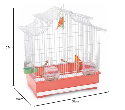 Imac Gabbia Pagoda Bianca/Rossa 50X30X53 Cm - 2