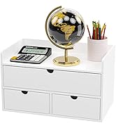Wisuce White Bamboo Desk Drawer Organizer, Mail Organizer Storage for Bills, Office Supplies, Cos...