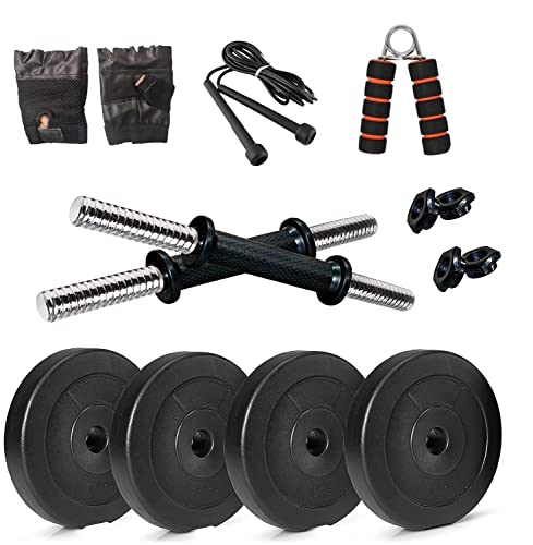 VENOM Home Gym with 16 Kg. P.V.C Weight Plates (2.5 Kg. X 4 = 10 Kg. + 3 Kg. X 2 = 6 Kg.), Chrome 14 Inch Dumbbell Rods & 3 Accessories for Fitness, Weight Lifting & Body Shaping (B0BHTNY76P) Amazon Price History, Amazon Price Tracker