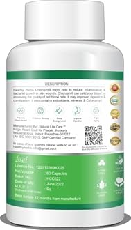 Healthy Herbs Super Chlorophyll Capsule - Pack 60 Capsules 500mg - POWER OF 4 SUPERFOODS - High Potency Formula | DETOXIFIER, Lungs & Liver Detox, Improve Skin, Weight Loss Management