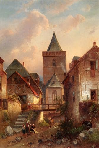 Toile peinture murale vue village allemand pour sublimer un grand mur vide de salon