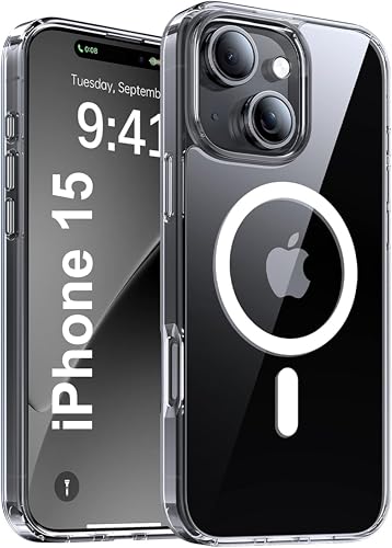 Image of SBMS Ultra-Hybrid Crystal Clear Back Case Cover for iPhone 15 | Shockproof Design | Hard Back Cover for iPhone 15 (PC & TPU, Magsafe Compatible, Clear)