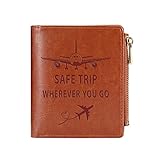 YDJFCCTD Safe Trip Wherever You Go Leather Zipper Purse Safe Travels Wallet Flight Attendants Gift W