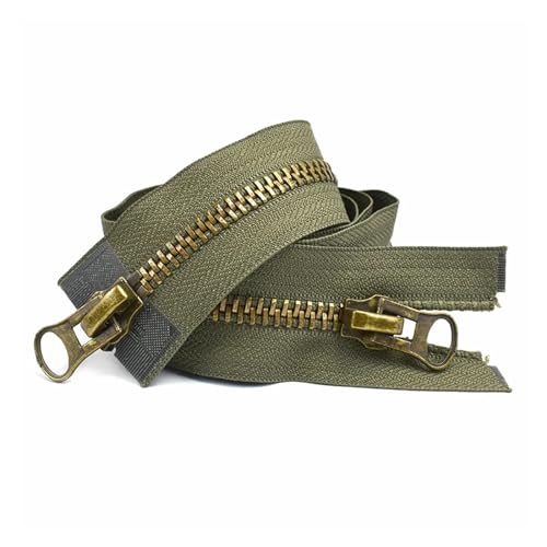 Fermeture éclair en métal 8# double curseur ouvert 70-120cm pour veste et doudoune