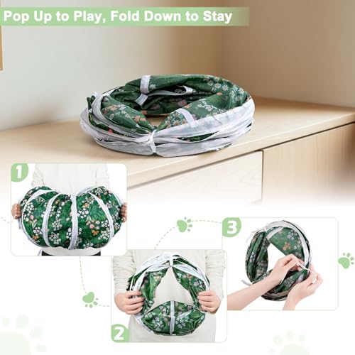 Image of Glittme Cat Tunnel, Cat Tunnels for Indoor Cats, S-Shape Peekaboo Cat Cave with Cat Toys, Foldable Cat Tubes and Tunnels for Cats, Rabbit, Puppy, Guinea Pig