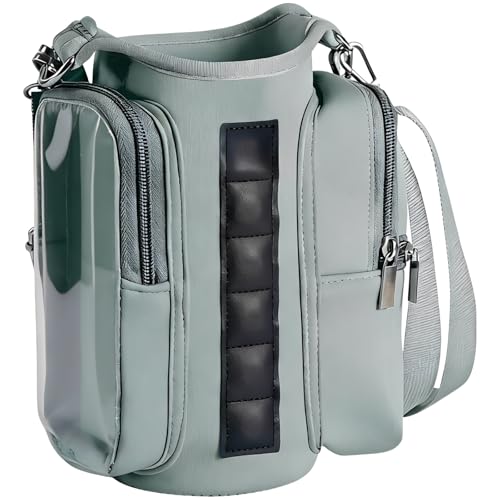 Bolsa de neopreno portátil para botella con correa de hombro ajustable y gris