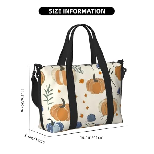 Travel Duffle Bag Pumpkin Flower Weekender Overnight Bags Luggage Bag for Women Men Waterproof Sports Gym Bag Hand Bag with Shoulder Strap4
