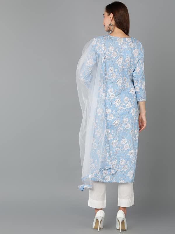 Image of Vaamsi Women's Rayon Blend Printed Floral Kurta Trousers with Dupatta