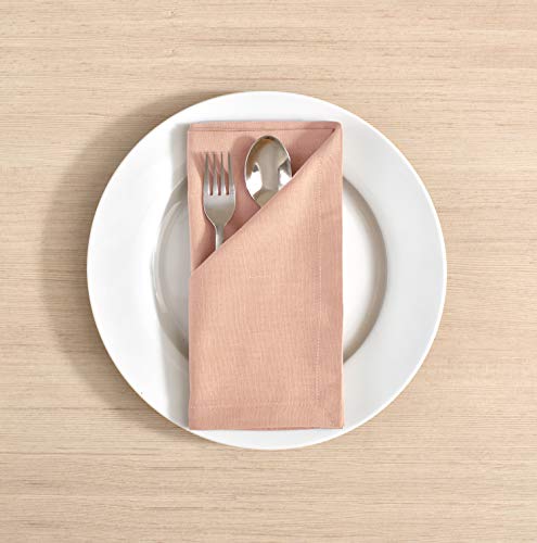 Pink Cloth Napkins Dinner Washable Set Of 12 In Cotton Linen Fabric Blush, Premium Quality Soft Durable, Mitered Corners For Everyday Use Hotel Restaurant Good Absorbency Reusable Napkin Dusty Pink #TOP1