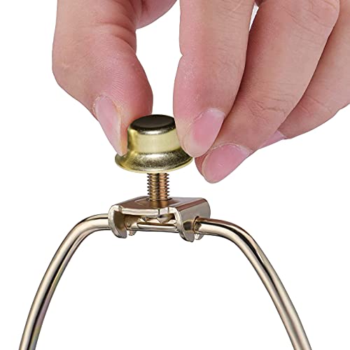 Kastlite Brass Stamped Finial 8 Pack | 1/2" Tall Brass Plated Steel | Threaded 1/4-27 | Elegant Shade Holder For Lamp Harp Tops #TOP2