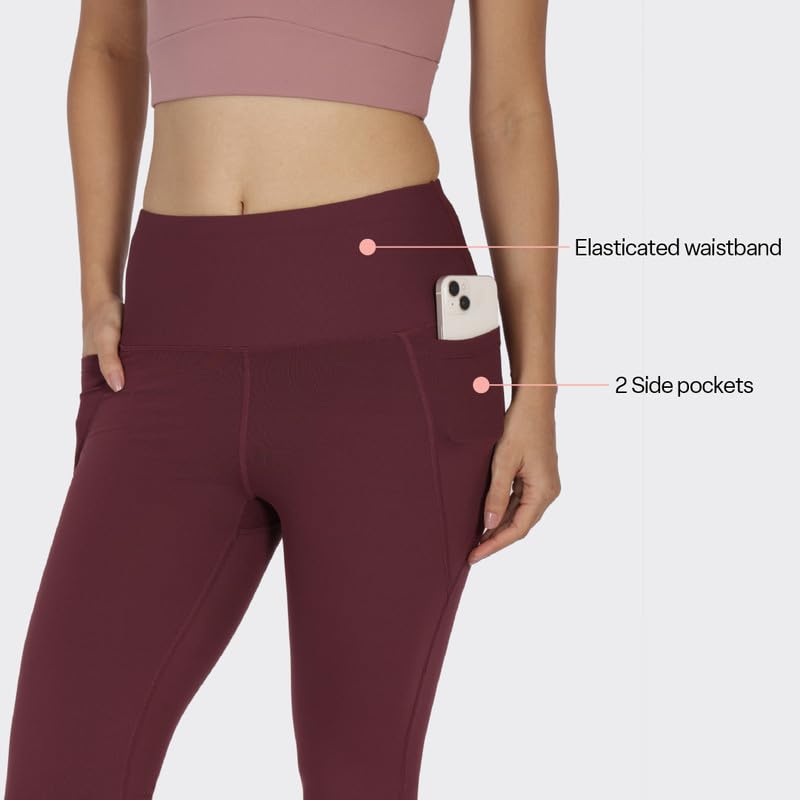 Image of Blissclub Ultimate Flare Pants for Women Above 5'5 ft Tall | Ribbed Waistband, 4 Pockets | High Waist Trousers and Formal Pants for Office wear