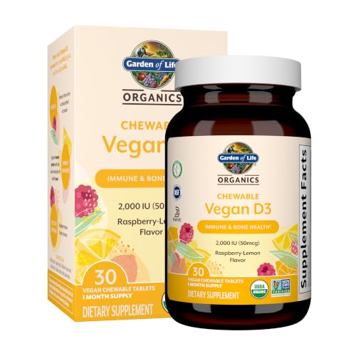 Garden of Life Organics Vegan D3 Chewables, Raspberry Lemon Flavored, 30ct - image 1