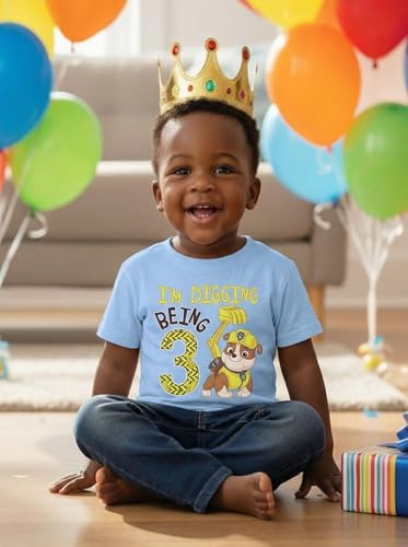 Image of Tstars Paw Patrol Rubble 3rd Birthday Shirt Toddler Boy 3 Year Old Tee