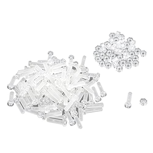 M5 x 20mm Plastic Screws Round Head Phillips Cross Recessed Plastic Bolt Screw Nut Set PC Transparent Acrylic Screws,Set of 100