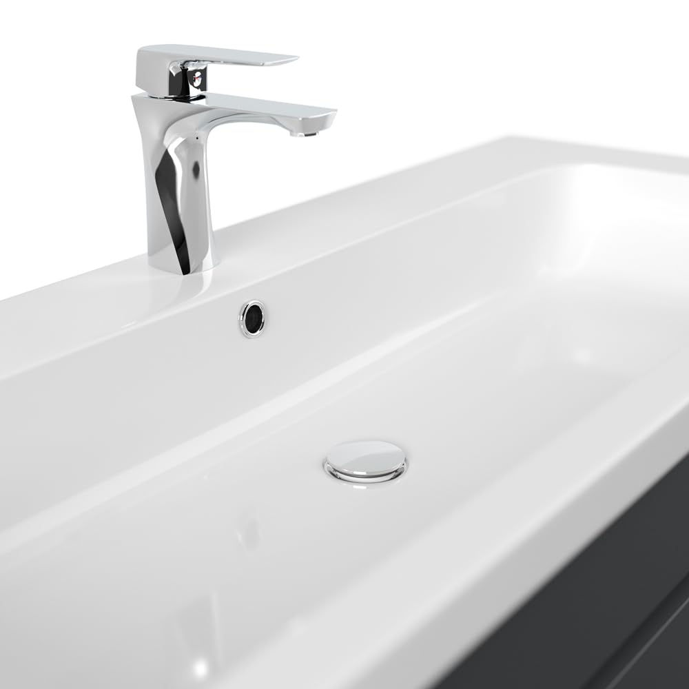 Lomadox Waschtisch 120 cm grau stehend mit 3 Schubladen