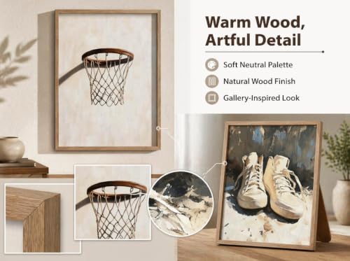 5Pcs Vintage Basketball Framed Wall Art, Retro Sports Themed Decor for Boy's Room, Children's Room Basketball Canvas Prints, Sport Pictures for Kids Room Nursery Decor 12x16 Inch Solid Wood Frame by guajunsanh - Used condition - Image 6