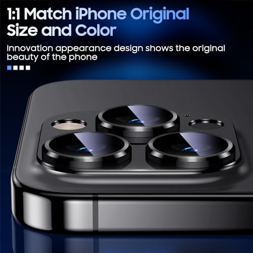 Image of Uyiton for iPhone 13 Pro /iPhone 13 Pro Max Camera Lens Protector, [Strong Adsorption] [Drop Protection] Metal Ring Tempered Glass Rear Camera Screen Cover - Graphite
