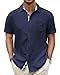 Produktbild HMIYA Herren Kurzarm Hemd Baumwolle Button Down Freizeithemden Sommer Strand Regular Fit Shirt,Dunkelblau,L