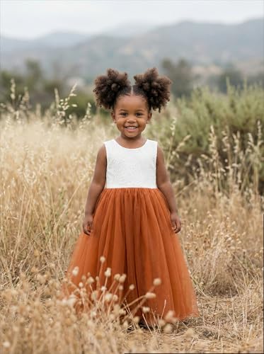 Image of 2Bunnies Girl Peony Lace Back A-Line Straight Tutu Tulle Party Flower Girl Dress