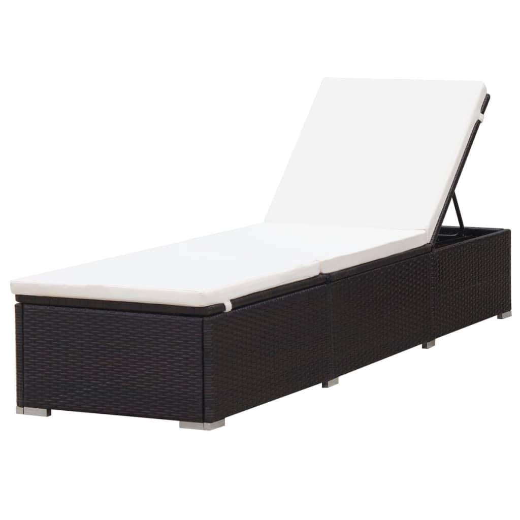 vidaXL Tumbona con cojín ratán sintético marrón, Tumbona reclinable, Cama de salón, Tumbona de jardín, salón Exterior, sofá Cama, Tumbona de Patio