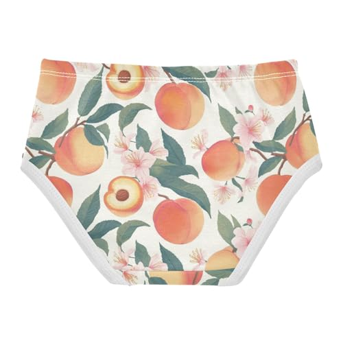 Wusikd Peaches Flowers Girls' Underwear Cotton Green Leaves Girls Briefs Soft Toddler Underwear 2T2