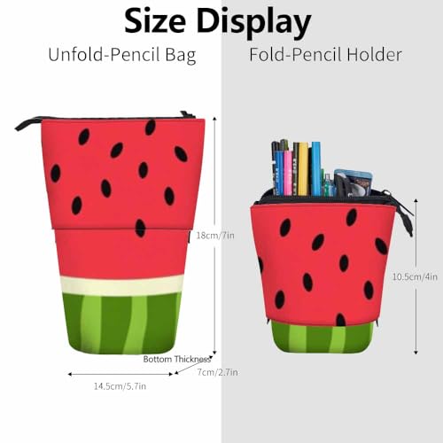 Image of Swono Watermelon Slices Pencil Holder Seeds Skin Texture Stand Up Pencil Case Organizer Pencil Pouch Makeup Bag Gift Red