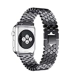Remplacement de la Bande de Montre pour Apple, Série 5 & 4 44mm / 3 & 2 & 1 42mm Honeycombe en Acier Inoxydable Sangle de Montre, Remplacement de la Sangle de Montre en Acier, Sangle Sunshine20