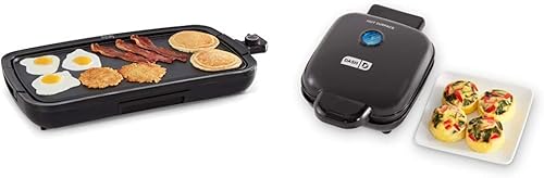 DASH Plancha eléctrica de lujo para uso diario con lavavajillas extraíble y de lujo estilo Sous Vide para hacer mordeduras de huevos con moldes de
