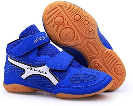 COWOX New Fighting Shoes Indoor Training Competition Boxing Shoes Rubber Magic Buckle Children Wrestling Shoes