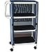 MJM International 325-3C-323-LG Three Shelf Mini Cart with Cover, 225 oz Capacity, 51.25" Height x 33" Length x 20" Width, Royal Blue/Forest Green/Mauve