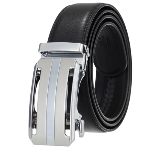 Men's 3.5Cm Wide Leather Belt With Ratchet Buckle For Formal And Casual Wear S8 120cm
