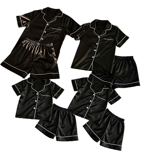 Matching Silk Pajamas Set for Family Summer Short Family Matching Sleepwear Suits Couple Satin Pjs Set2