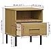 QZZCED Industrial Bedside Cabinet with Drawer and Shelf, Solid Pine Wood Nightstand with Metal Legs for Bedroom Storage
